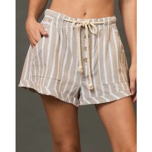 Umgee Tan and White Striped Women Shorts